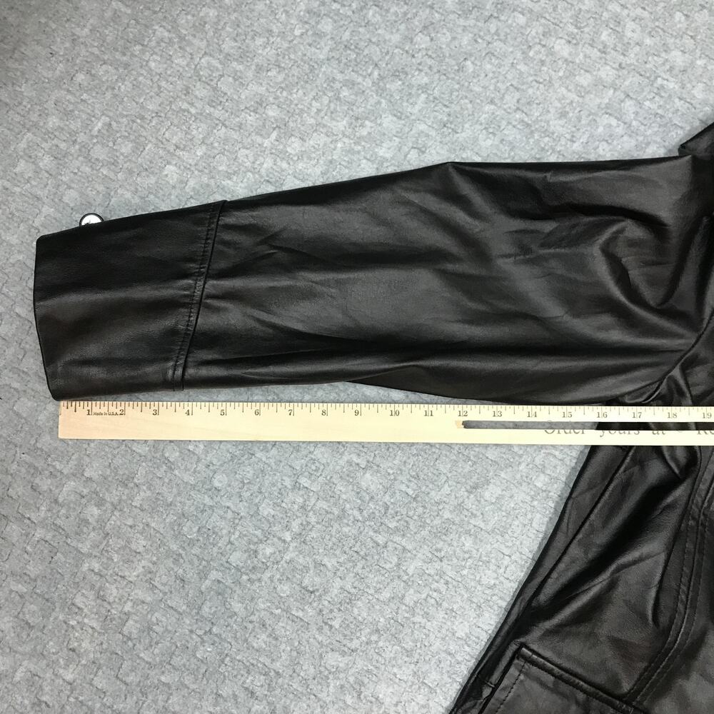 Sutton California Leather Jacket Mens 42 Black Car Coat Button Front Lined - Picture 15 of 16